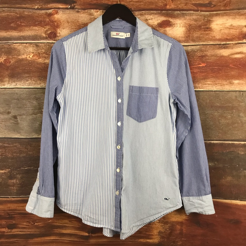 Vineyard vines button up shirt vertical stripes